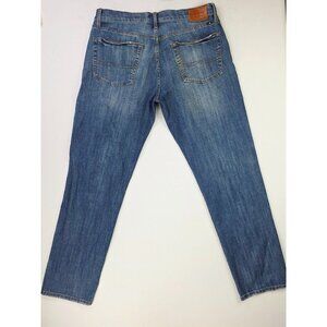 Lucky Brand Size 36X34 Mens 221 Straight Blue Denim 5 Pocket Logo Tag Jeans